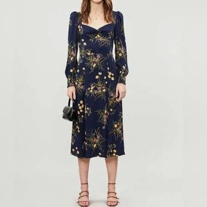 Reformation wallflower maxi dress navy floral size xs